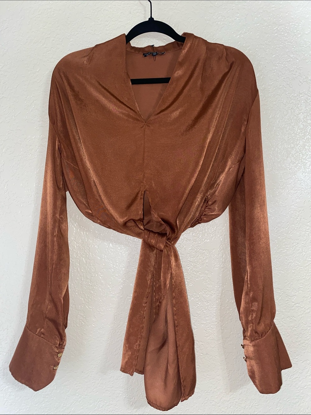 Rust Wrap-Front Top - Picture 2 of 6
